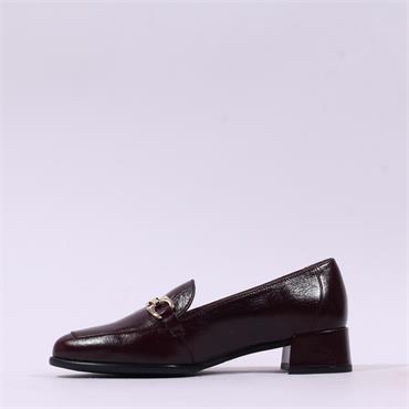 Wonders Alondra Block Heel Link Loafer - Dark Burgundy Leather